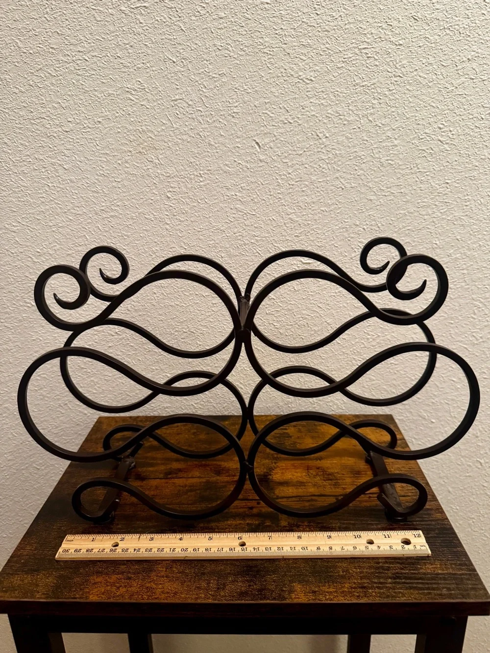 Vintage Metal Scrollwork 6 Bottle Wine Rack or Towel Holder